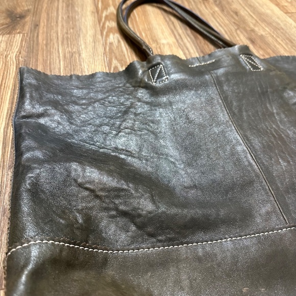 Banana Republic Faded brown Lambskin Leather Tote Hobo Bag with silver sparkle - Picture 9 of 16